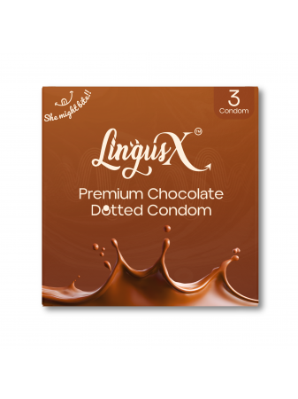 LingusX Premium Chocolate Flavored Condoms for Men | Raised 384 Dotted | Ribbed | Extra Lubricated | Pleasant Chocolate Fragrance | | Pack of 4 ( 12 Count )